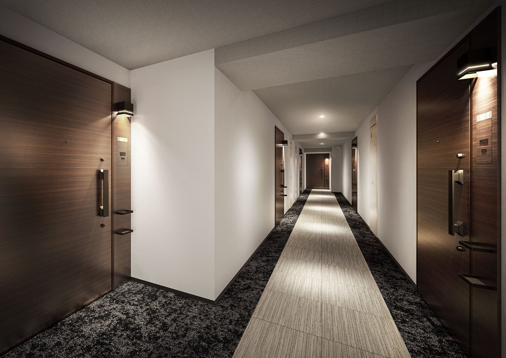 内廊下 | 広告用建築CG/高層タワー型マンション