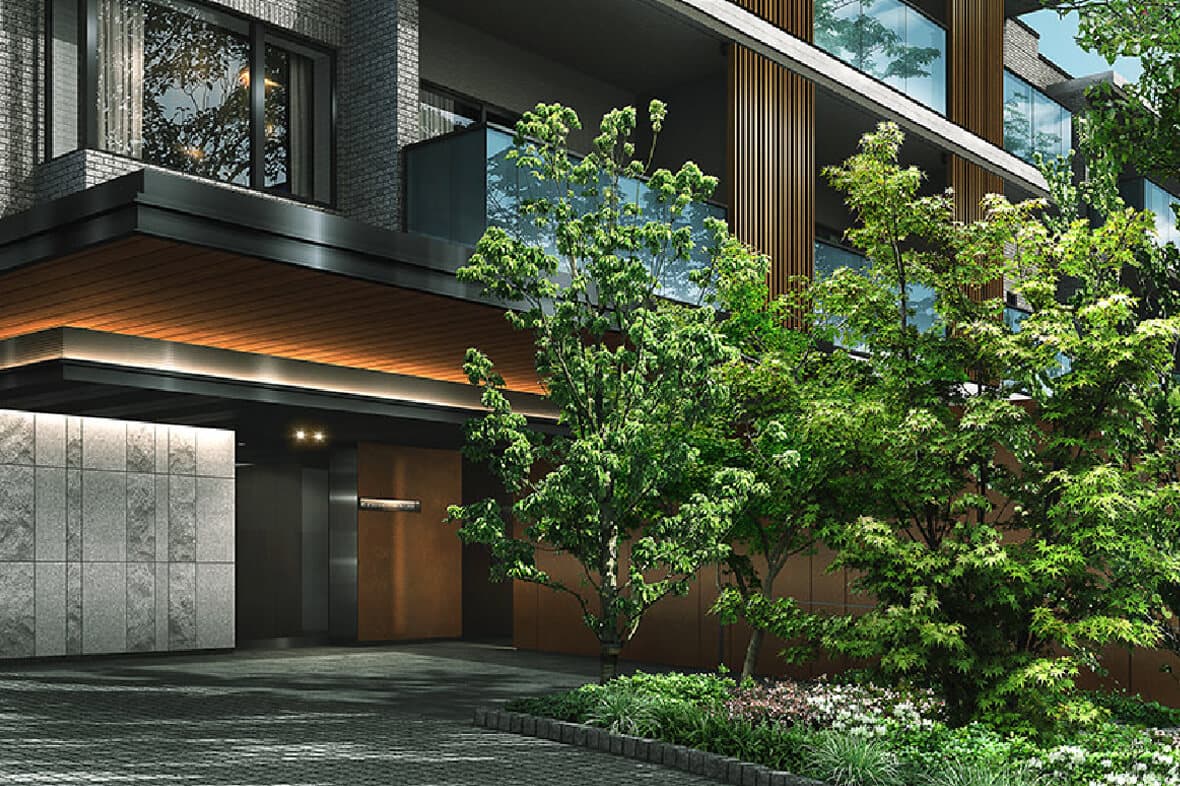 エントランス ｜ 広告用建築CG／高層タワー型マンション