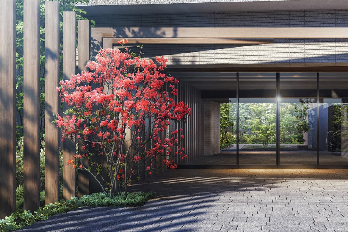 エントランス ｜ 広告用建築CG／高層タワー型マンション