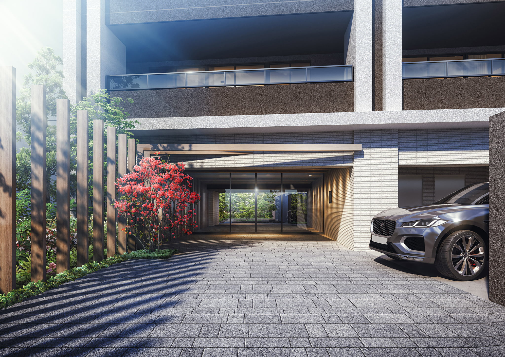 エントランス ｜ 広告用建築CG／高層タワー型マンション