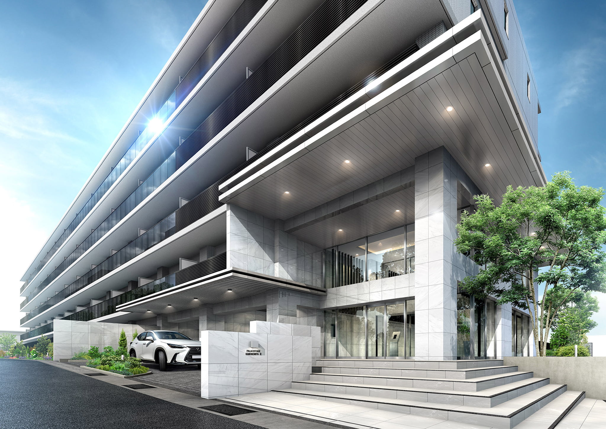 エントランス ｜ 広告用建築CG／高層タワー型マンション