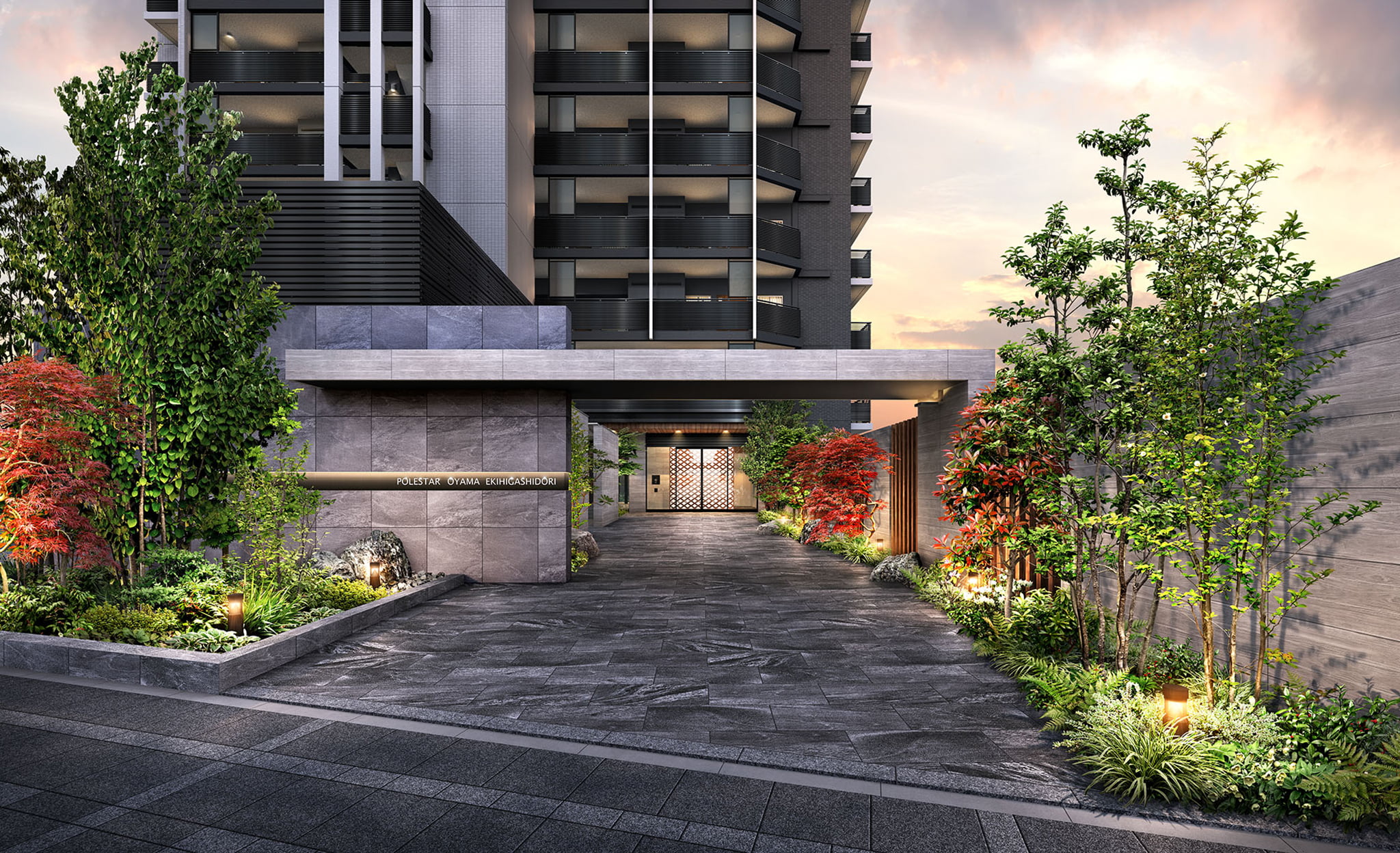 エントランス ｜ 広告用建築CG／高層タワー型マンション