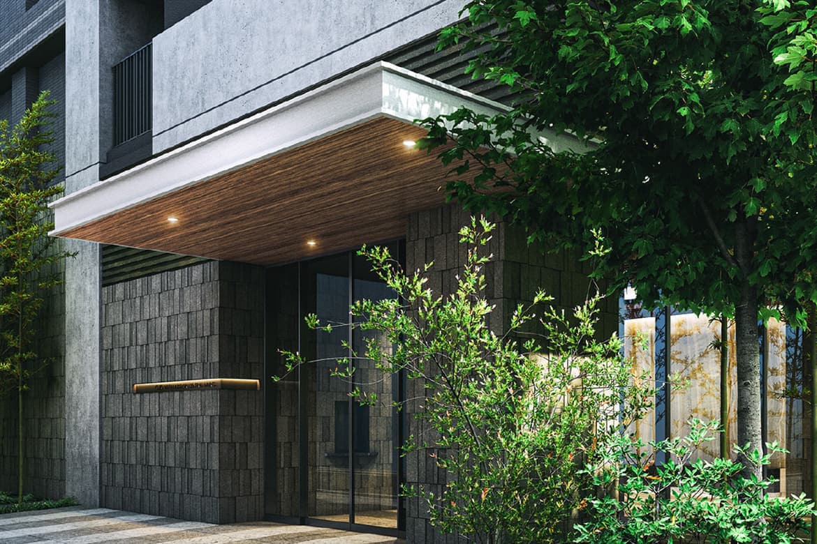エントランス ｜ 広告用建築CG／高層タワー型マンション