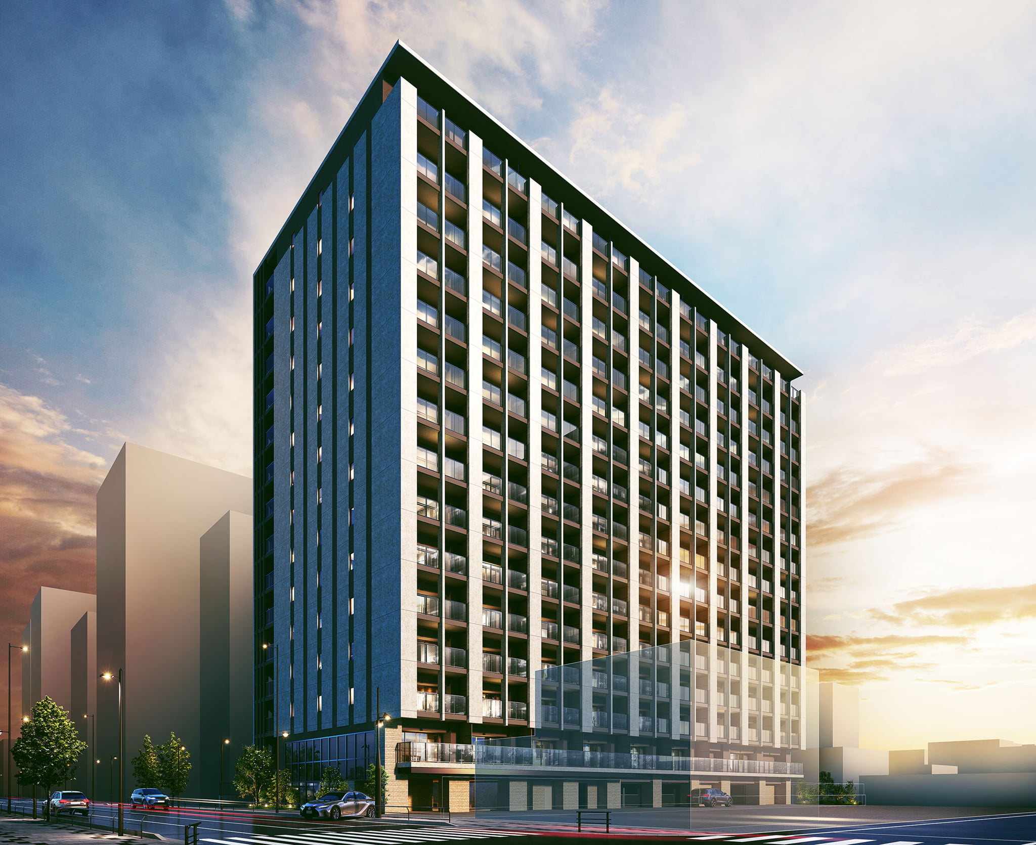 外観 ｜ 広告用建築CG／高層タワー型マンション