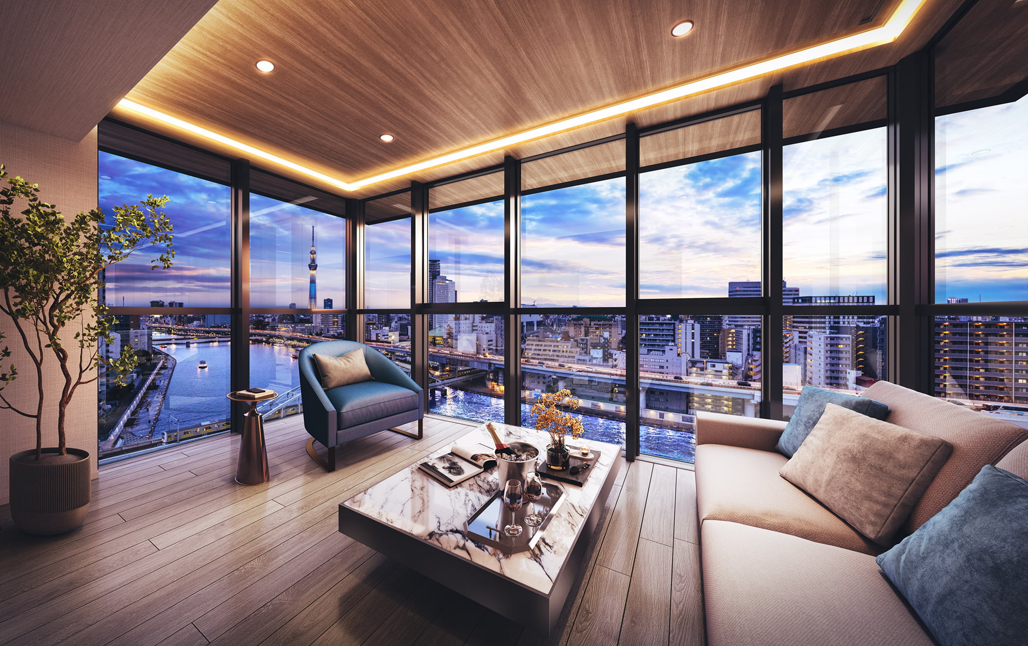 リビング | 広告用建築CG/高層タワー型マンション