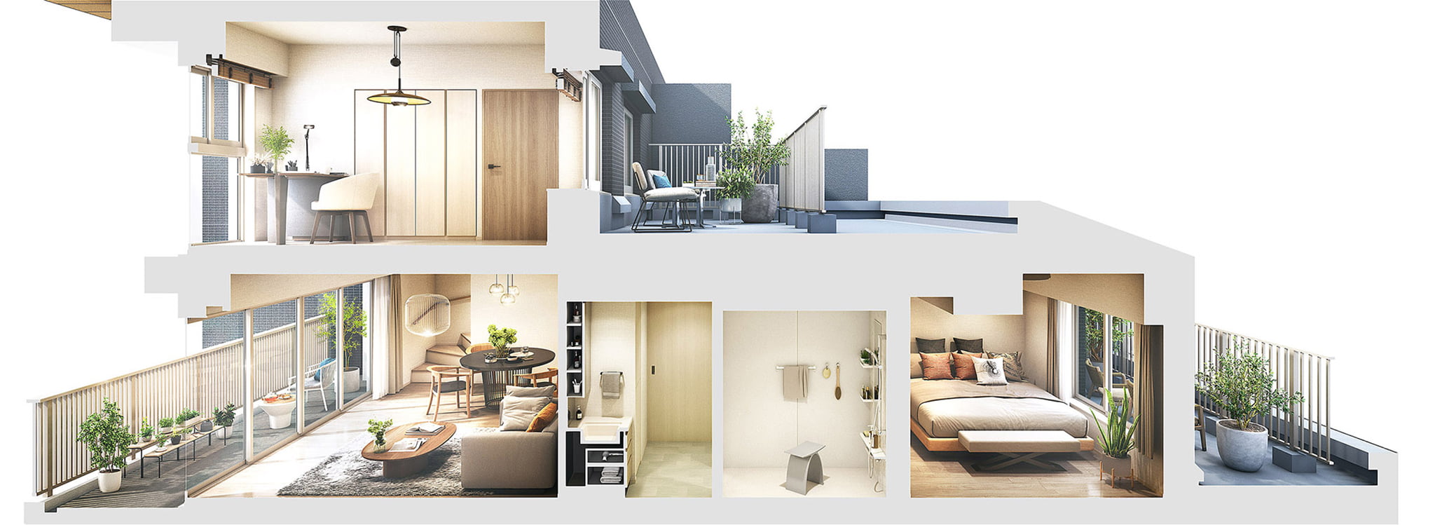 断面パース | 広告用建築CG/高層タワー型マンション