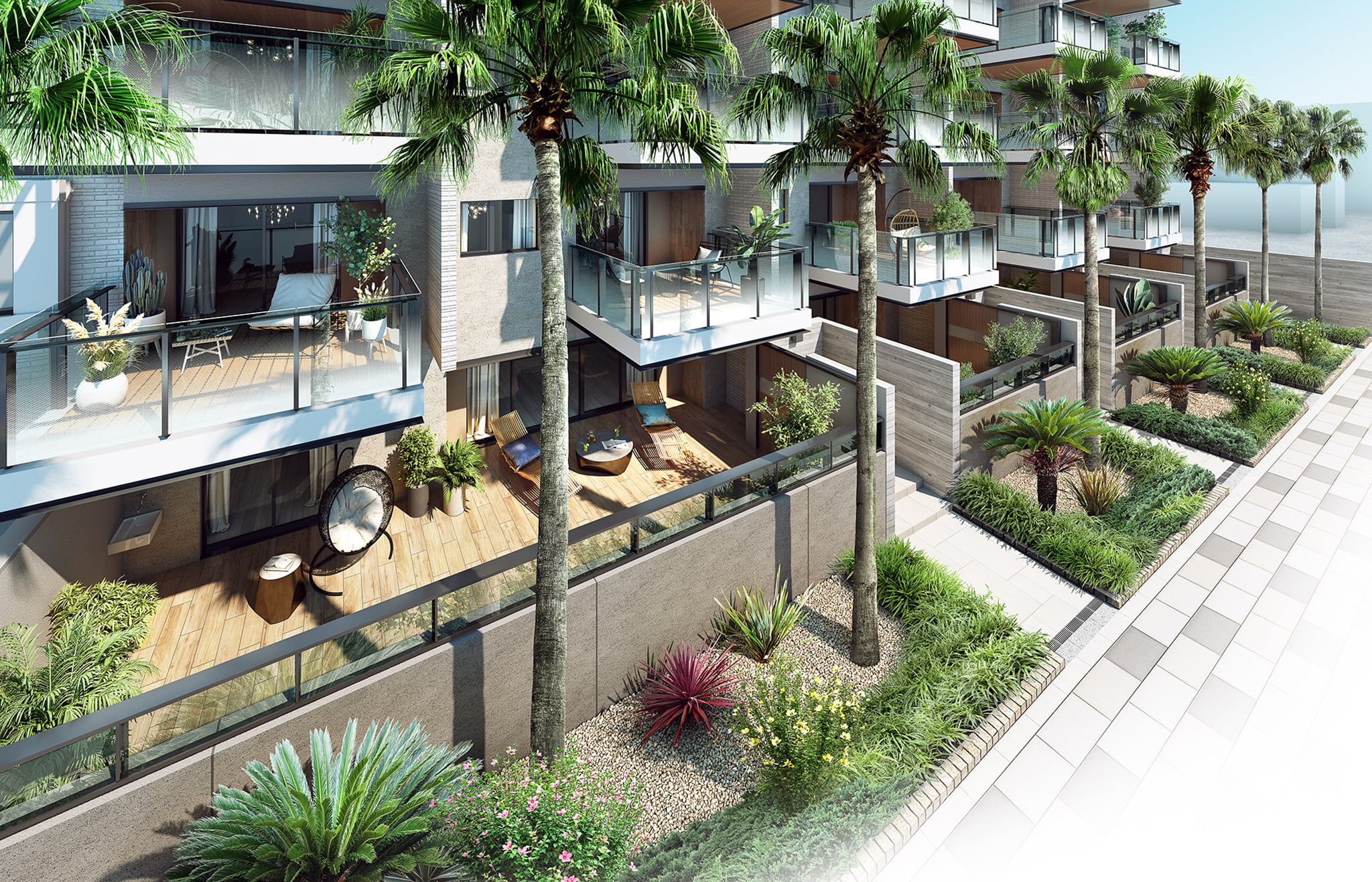 テラス | 広告用建築CG/高層タワー型マンション